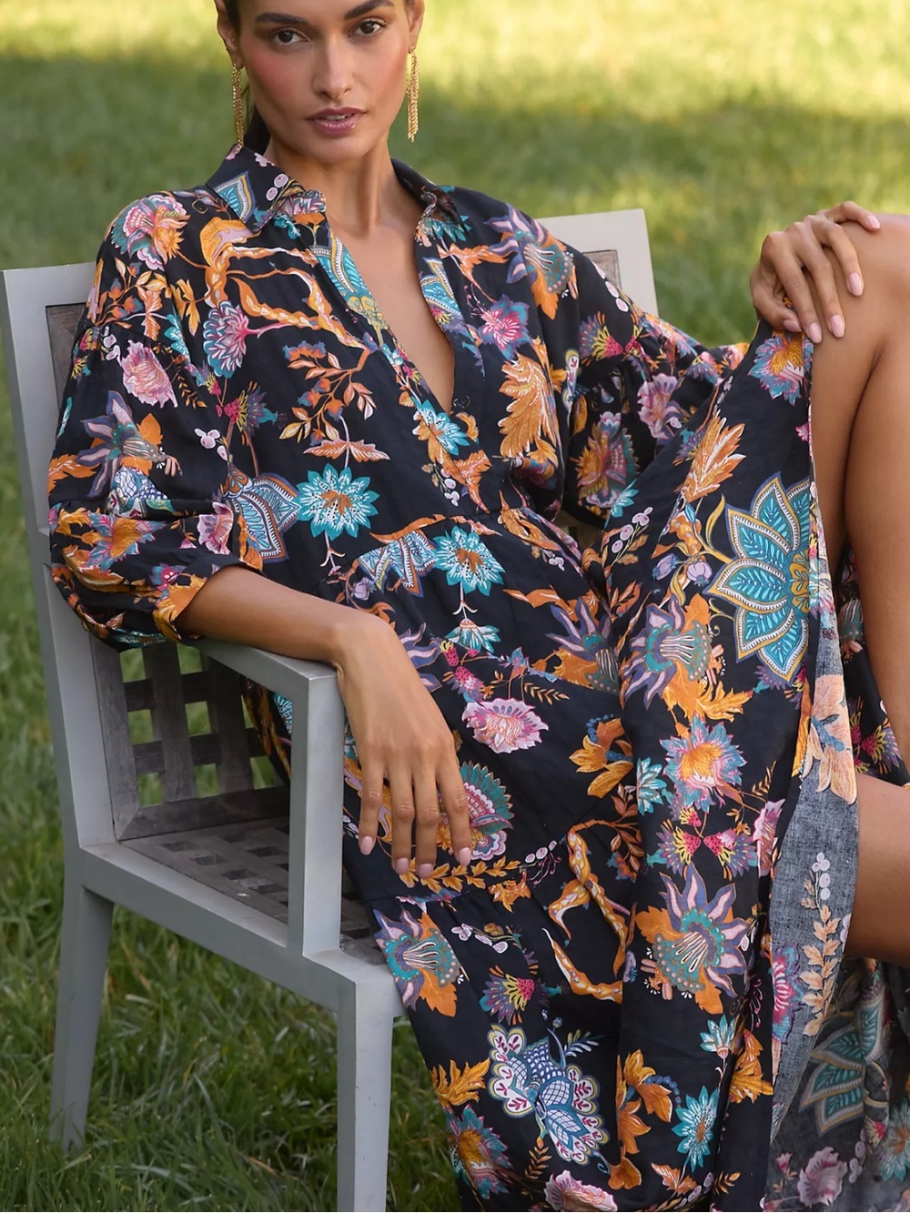 ANTHROPOLOGIE The Carolita Printed Tiered Shirt Dress by Celandine Sz S